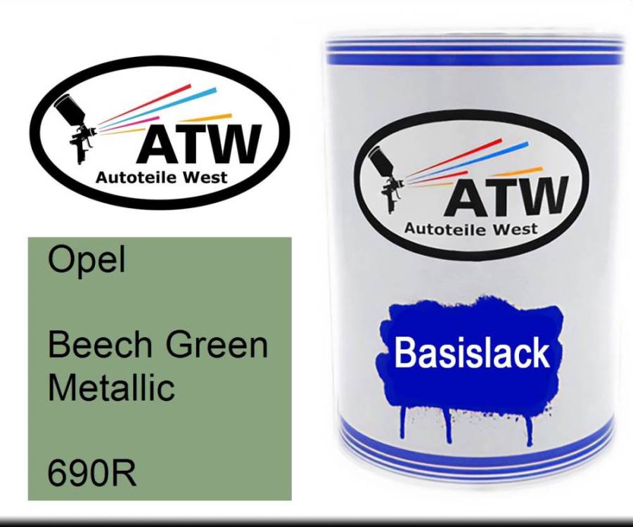 Opel, Beech Green Metallic, 690R: 500ml Lackdose, von ATW Autoteile West.